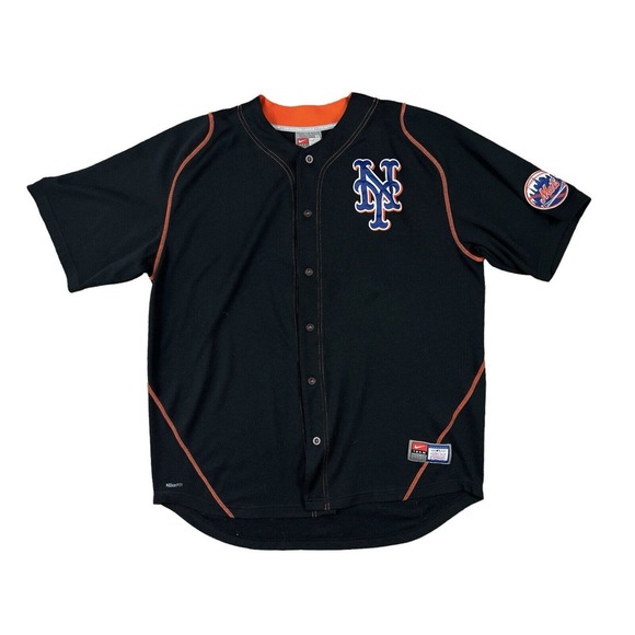VTG Nike Team MLB New York Mets Baseball Jersey Men‎ Sz XL Black - Picture 1 of 7